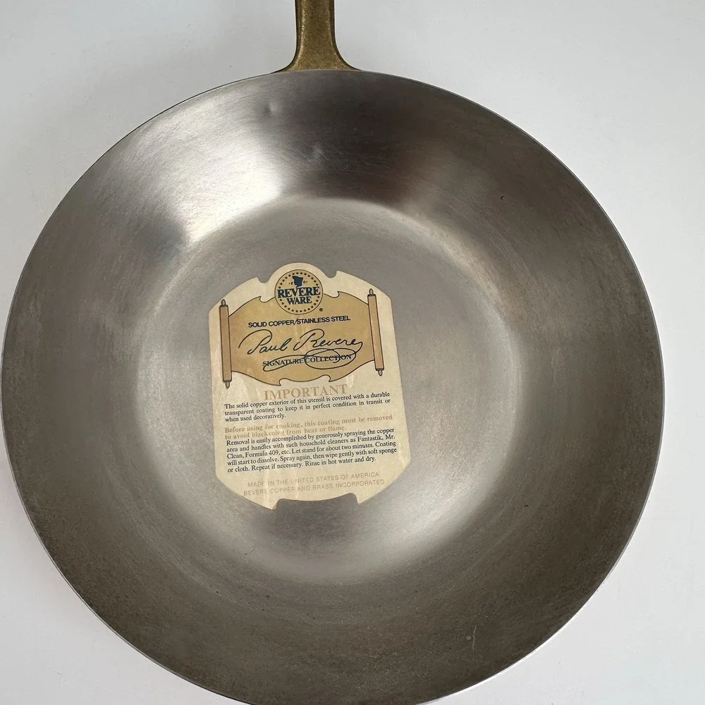 Paul Revere Ware Skillet 8.5 Inch Copper Signature Collection Brass Handle USA